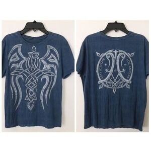 Affliction Los Angeles Men's Medium‎ Graphic Tee Gothic Tribal Cross Distressed
